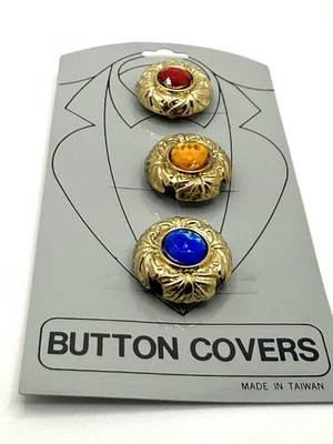 Vintage Button Covers 80s Gold-toned Metal Sewing Project Accessory   - Image 1 of 4