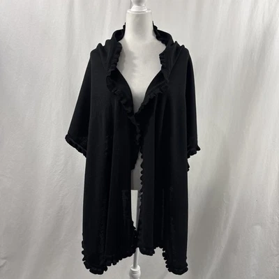Maggy London 3XP Negro Bufanda Envolvente Poncho Mantón Con Volantes Borde Foto 1 de 4