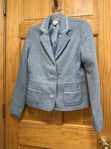 Vintage Vecchia giacca tweed blu cielo donna bella marina taglia S - Foto 1 di 10