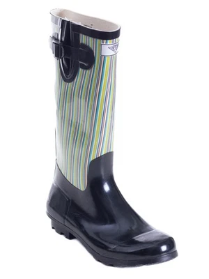 Botas de lluvia de goma para mujer talla 10 impermeables color rayas jardín botas de lluvia Foto 1 de 4