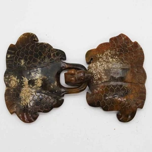 Chinese Oriental culture carving jade beast head feather veins blet clasp C301 - Picture 1 of 4