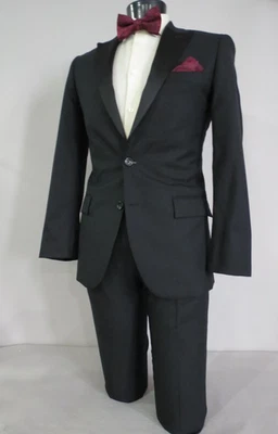 Current J Crew Model- Thompson Classic two button peak lapel Tuxedo Suit 38 R - Image 1 of 4