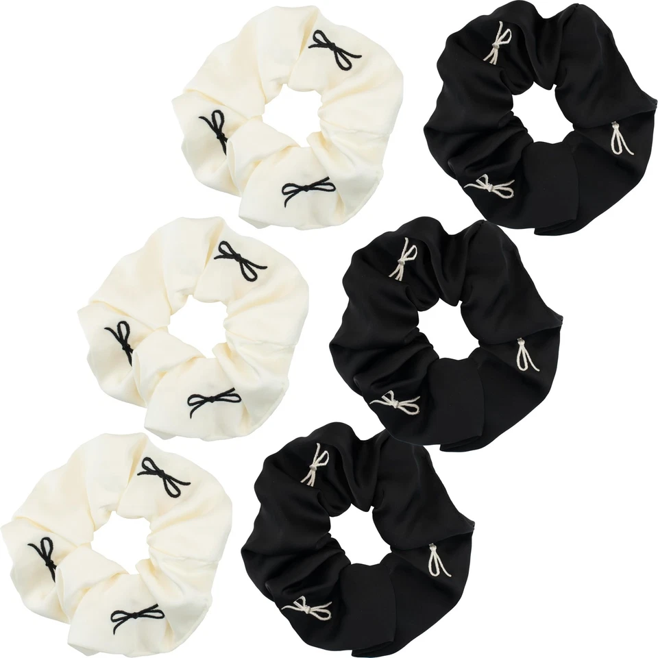 Paquete de 6 moños crujientes - crema y negro con lazos en contraste | despedida de soltera... Foto 1 de 4