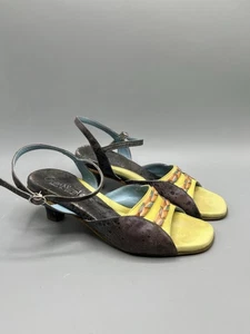 Kitten Heels Strappy Sandals, Leather Made In Italy Luxury Size 7 Gian Nicola - Picture 1 of 16