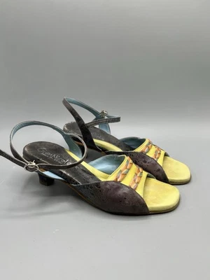 Sandalias de tacón de gatito con tiras, cuero hechas en Italia de lujo talla 7 Gian Nicola Foto 1 de 4