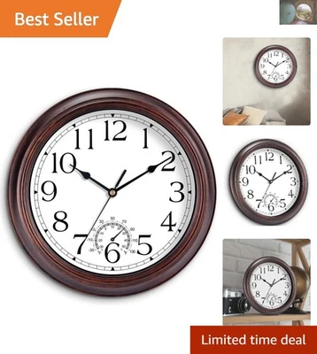Elegante reloj de pared exterior de 10 pulgadas con termómetro - estilo vintage sin marcar Foto 1 de 4