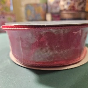 1 Roll Expressions Shiny Pink  Wired Ribbon - Picture 1 of 3