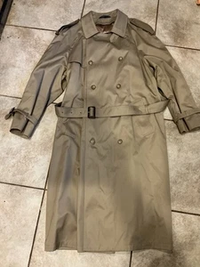 Vintage Ralph Ralph Lauren Double Breasted Belted Trench Coat Camel Tan Sz 44l - Picture 1 of 8