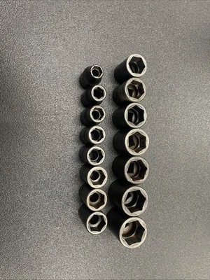 SNAP-ON 1/2" DR 15PC METRIC 6PT SHALLOW IMPACT SOCKET SET 10-24MM #315IMMYA C23 - Image 1 of 4