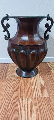 Large Tin Vase Bronze Color with Patina Vintage Looking - Image 1 of 4