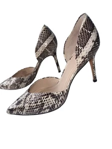 Tacones Marc Fisher Estampado Serpiente Tammy d'Orsay Blanco Negro Doble Recorte Talla 8.5 - Imagen 1 de 12