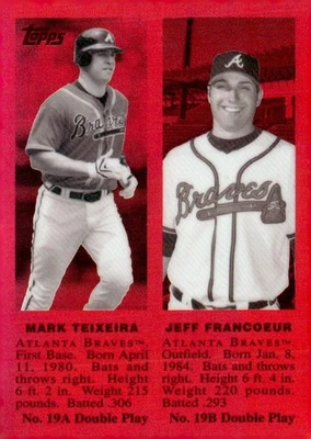 MARK TEIXEIRA / J FRANCOEUR 2008 TOPPS *REFRACTOR ROJO* DOBLE JUEGO /25 🔥BRAVES Foto 1 de 2
