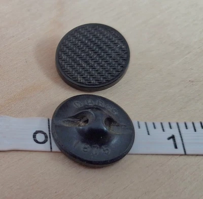 BUTTONS: AMATCHED  PAIR, Antique DHR Co Hard Rubber 1875 Patent. 5/8" SIZE - Image 1 of 3