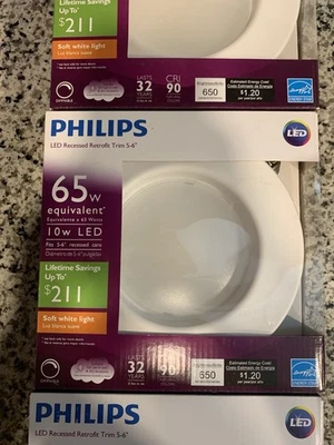 Philips LED Recessed Retrofit Trim Light 5-6" 65W Dimmable Daylight - Image 1 of 4