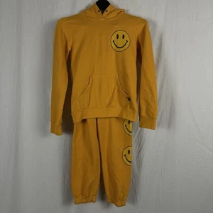 Aviator Nation Smiley Sweat suit Hoodie and Sweats Set Mustard Yellow Size 10 - Picture 1 of 12