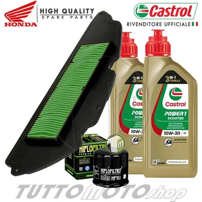 CASTROL - HIFLO Tagliando HONDA SH 300 con senza abs 2015 2016 2017 2018 Kit Olio Castrol Filtri