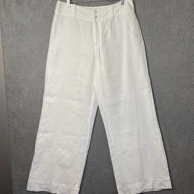 Lauren Ralph Lauren Womens White Linen Wide Leg Pants Size 8 Fully Lined 32x31 - Image 1 of 4