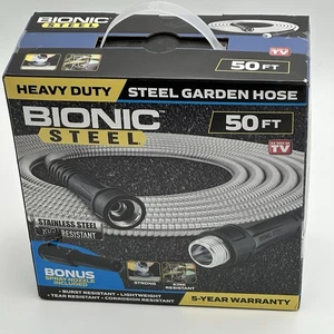 Bionic Steel Metal Garden Hose Heavy Duty Stainless Steel Hose 50FT (Damaged Box - Picture 1 of 11