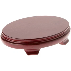 Plymor Red Oval Wood Veneer Footed Display Base, 7.375" W x 5.5" D x 1.5" H - Picture 1 of 1