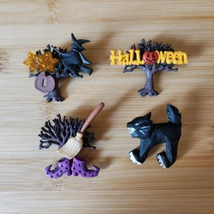 Halloween Pin Set Hexen Besen schwarze Katze Urlaub Schmuck - Bild 1 von 5
