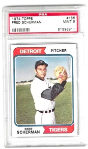 1974 Topps Fred Scherman #186 Graded Cards PSA 9 Tigers mint - Picture 1 of 2