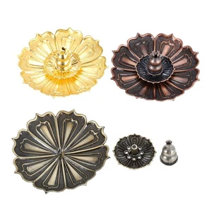 Metal Lotus Flower Incense Burner Holder Plate Stick Cone Incense 3 Color HQ - Picture 1 of 14
