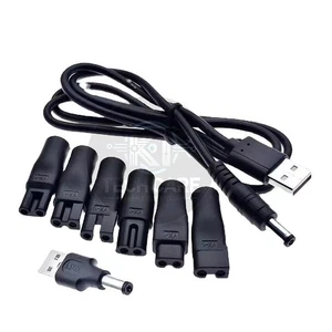 🔌 7-in-1 Universal 5V USB Ladekabel mit 6 Aufsätzen für Haarschneidemaschinen, Rasierer etc. - Bild 1 von 2