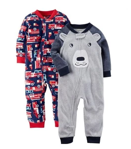 Carter's Toddler Boys' 2 Piece Firetruck & Bear Footless Fleece PJs 5T - Picture 1 of 1