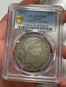 PCGS XF40 France 1815 -I French Empire Napoleon Emperor Silver Coin 5F 5 Francs - Picture 1 of 4