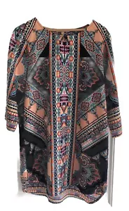 Gibson Latimer Dress Sz S Multi Color Shift 3/4 Sleeve Boho Print Soft Comfort - Picture 1 of 6