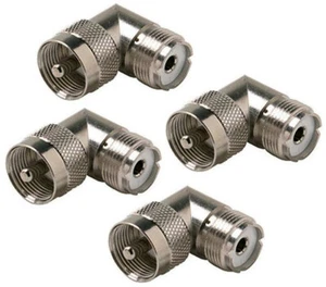 4 Pack UHF PL-259 Male to SO-239 Female Right Angle 90 Degree Adapter Connector - Picture 1 of 1