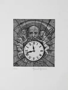 RADIERUNG THOMA MEMENTO MORI UHR SATURN ENGEL SENSE HANDSIGNIERT MONOGRAMM 1920 - Picture 1 of 6