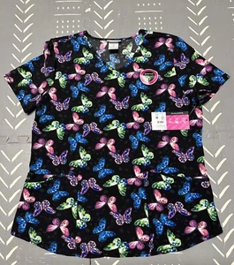 Top scrubstar donna Blissful Flutters collo a V, taglia M, motivo farfalla - Foto 1 di 4