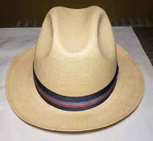 Ivory Straw Fedora made by Beaver Hats, Size 6 3/4, Adult S or Youth L - Picture 1 of 15