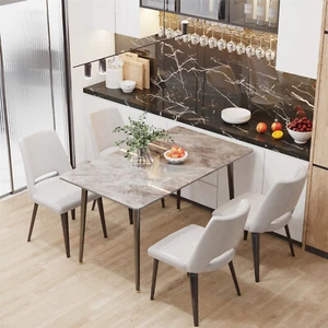 Luxury Marble Dining Table Jumbo Kitchen Living Room Table w/ Durable Metal Legs - Picture 1 of 36