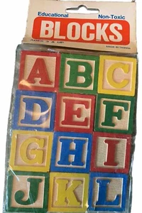Pack of Vintage Wooden ABC NIP NOS 12 blocks in package - Picture 1 of 17
