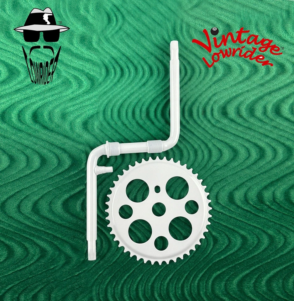 VINTAGE LOWRIDER 6 1/2" 1 PIECE HEAVY-DUTY STEEL CRANK  W/ WHITE 44T CHAINRING. - Image 1 of 1