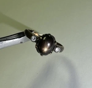 Vintage unbeschriftet 14k natürlicher schwarzer Stern Saphir Damen Cocktail Größe 6,5 Ring - Bild 1 von 7