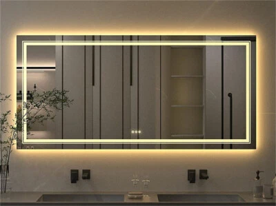 Badezimmerspiegel Wandspiegel mit Beleuchtung Badspiegel Beschlagfrei Dimmbar DE - Bild 1 von 4