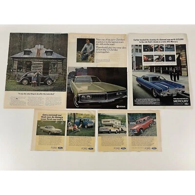 Vintage Car Ad Lot Automobile Advertising Ford Mercury VW Chrysler 1970's 1972 - Image 1 of 4