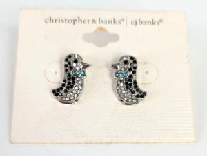 Christopher & Banks Mode Pinguin Ohrringe schwarz silber Pfosten - Bild 1 von 3