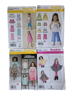 Paket mit 4 SIMPLICITY Schnittmustern Mädchen Kind Jugend Größe Small A, BB & HH - Bild 1 von 7
