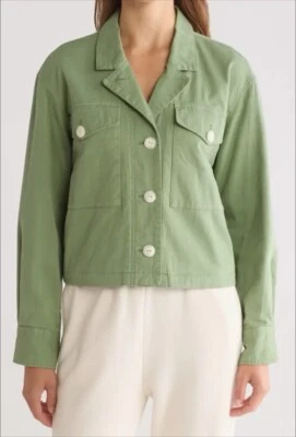 Rag & Bone Jessie Utility Jacket Medium Olive Green Cropped Horned Button Boxy - Image 1 of 4