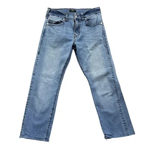 Jeans True Religion W32 L27 Ricky Relaxed dritto ritagliato blu lavaggio medio - Foto 1 di 14