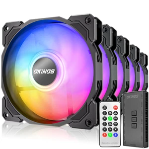 Pack de 5 ventilateurs RGB, 4 broches PWM et 3 broches adressables RGB, 120 mm Air Series ventilateurs (inclus - Photo 1/11
