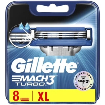 Pack 8 Lames GILLETTE MACH3 TURBO Recharge Rasoir Gilette Match 3 Match3 Mach 3+ - Bild 1 von 4