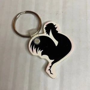 Black and White Rooster Rubber Keychain - Picture 1 of 2