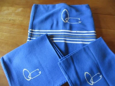 Service de table N°79 nappe 111 x 116 cm + 4 serviettes coton style basque bleu - Photo 1/4