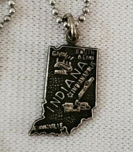 Dije colgante de plata esterlina Indiana mapa estatal 3/4" 1,5 gramos - Imagen 1 de 3