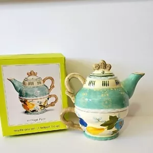 Tracy Porter handbemalte Tea for One Stapel Teekanne Vintage Birnen Design Dekor - Bild 1 von 13
